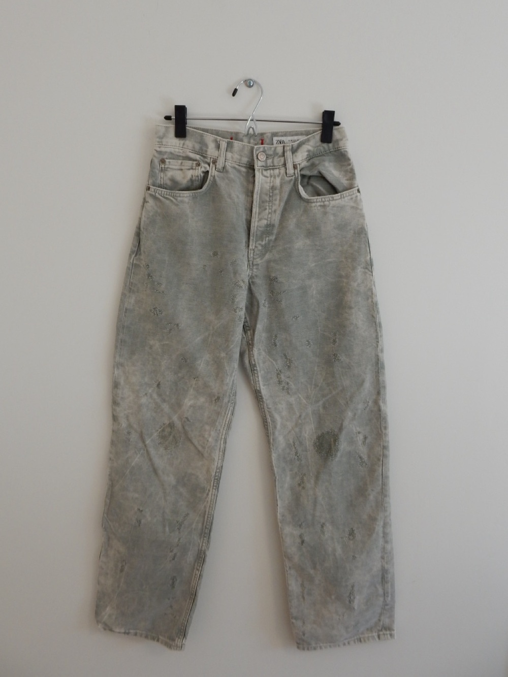 Zara Washed Light Green Denim Jeans
